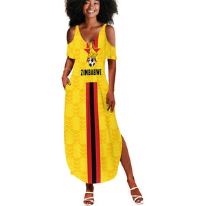 Custom Africa Football Zimbabwe Summer Maxi Dress The Warriors with Zimbabwe Bird - African Pride