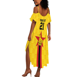 Custom Africa Football Zimbabwe Summer Maxi Dress The Warriors with Zimbabwe Bird - African Pride