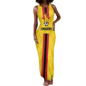 Custom Africa Football Zimbabwe Tank Maxi Dress The Warriors with Zimbabwe Bird - African Pride