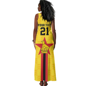 Custom Africa Football Zimbabwe Tank Maxi Dress The Warriors with Zimbabwe Bird - African Pride