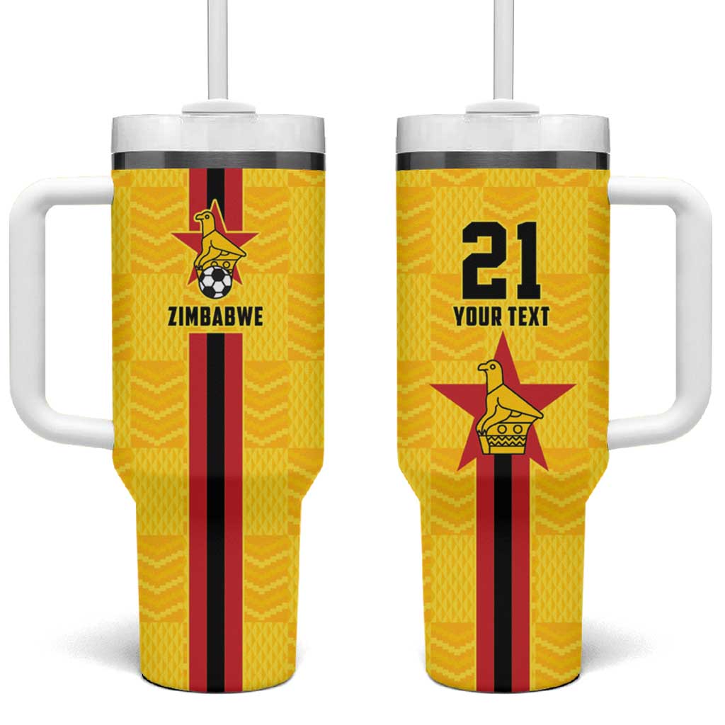 Custom Africa Football Zimbabwe Tumbler With Handle The Warriors with Zimbabwe Bird - African Pride