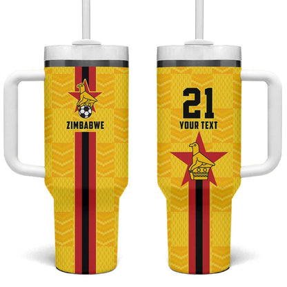 Custom Africa Football Zimbabwe Tumbler With Handle The Warriors with Zimbabwe Bird - African Pride