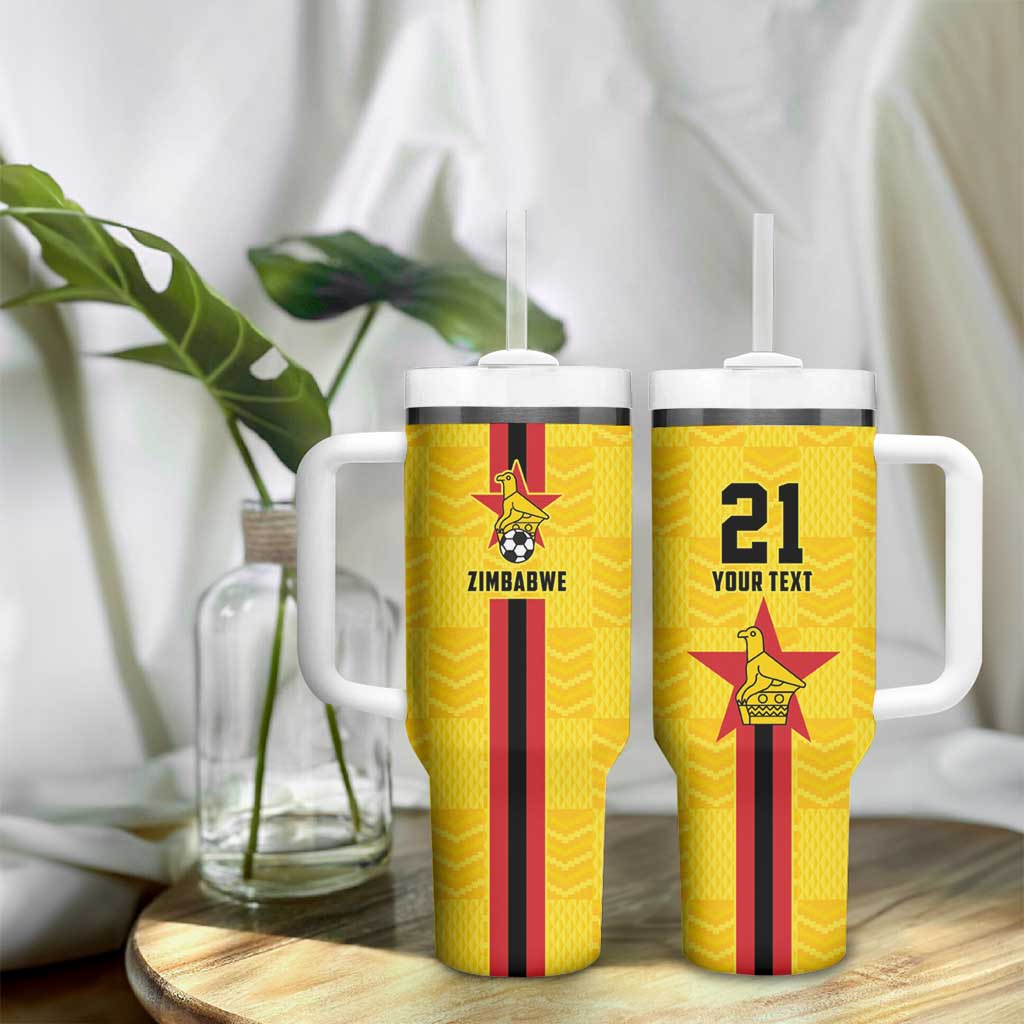 Custom Africa Football Zimbabwe Tumbler With Handle The Warriors with Zimbabwe Bird - African Pride