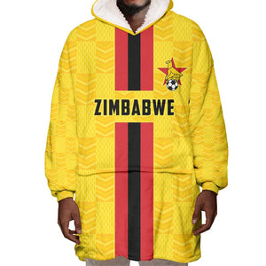 Custom Africa Football Zimbabwe Wearable Blanket Hoodie The Warriors with Zimbabwe Bird - African Pride