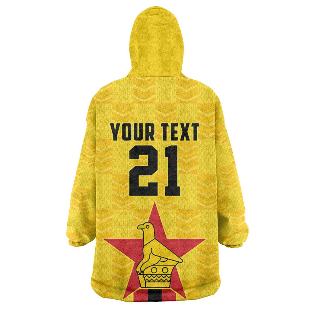 Custom Africa Football Zimbabwe Wearable Blanket Hoodie The Warriors with Zimbabwe Bird - African Pride