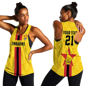 Custom Africa Football Zimbabwe Women Racerback Tank The Warriors with Zimbabwe Bird - African Pride