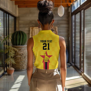 Custom Africa Football Zimbabwe Women Sleeveless Polo Shirt The Warriors with Zimbabwe Bird - African Pride