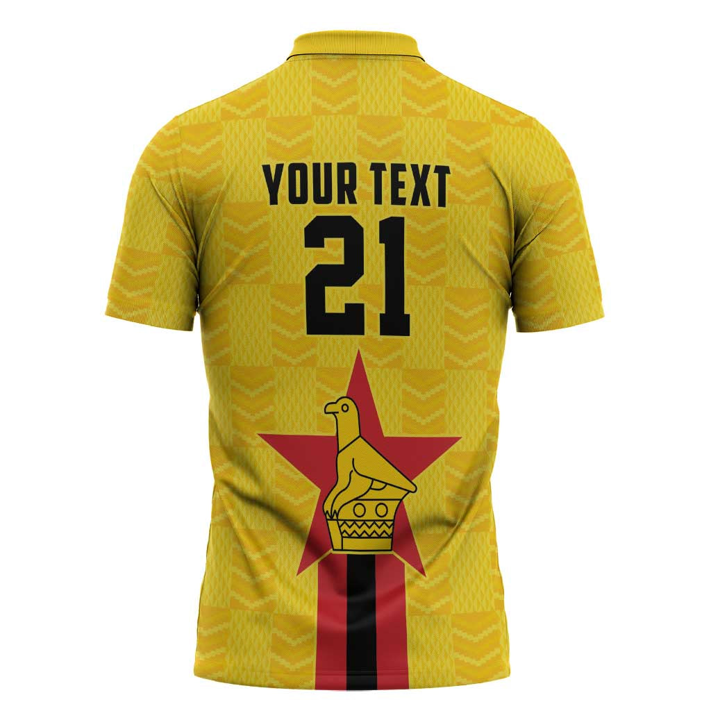 Custom Africa Football Zimbabwe Zipper Polo Shirt The Warriors Zimbabwe Bird