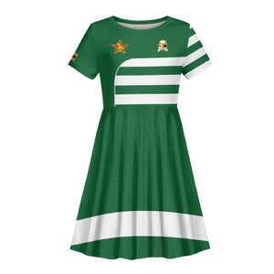 Zimbabwe Rugby History Champion Kid Short Sleeve Dress One For The History Sables - African Pride