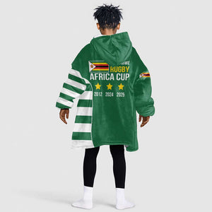 Zimbabwe Rugby History Champion Kid Wearable Blanket Hoodie One For The History Sables - African Pride