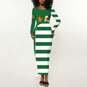 Zimbabwe Rugby History Champion Long Sleeve Bodycon Dress One For The History Sables - African Pride