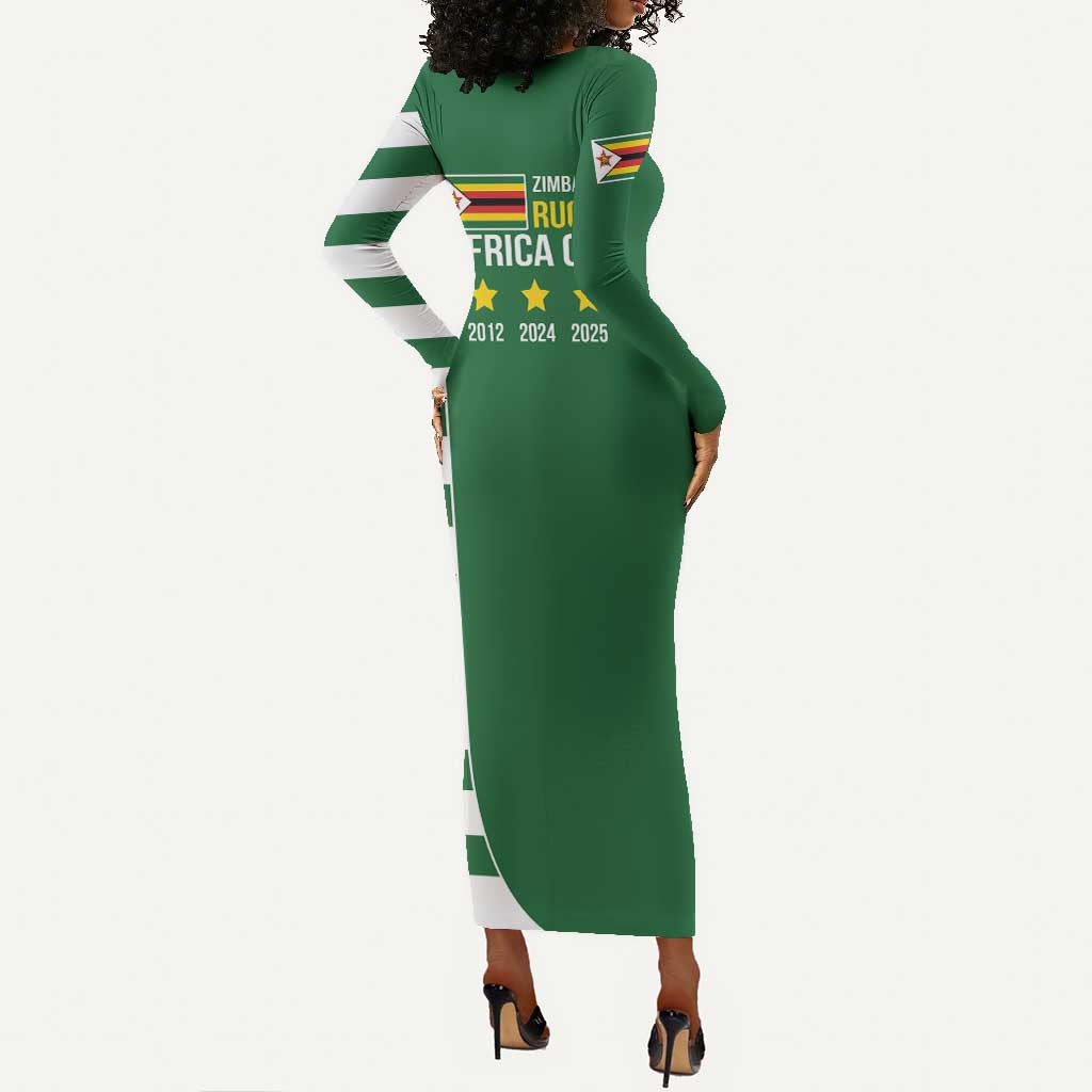 Zimbabwe Rugby History Champion Long Sleeve Bodycon Dress One For The History Sables by African Pride Zimbabwe Rugby History Champion Long Sleeve Bodycon Dress One For The History Sables by African Pride