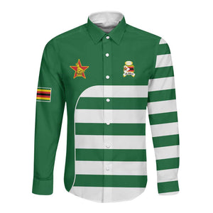 Zimbabwe Rugby History Champion Long Sleeve Button Shirt One For The History Sables - African Pride