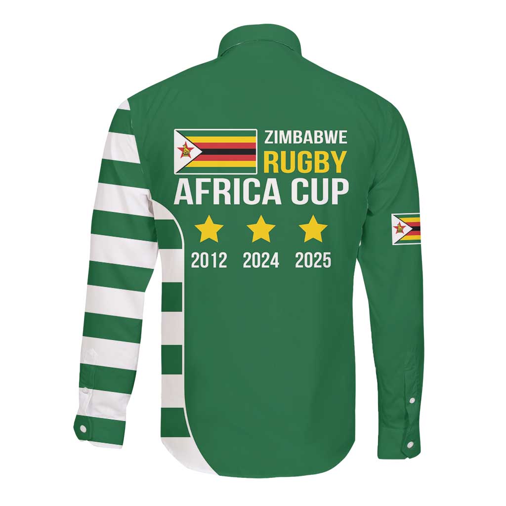 Zimbabwe Rugby History Champion Long Sleeve Button Shirt One For The History Sables - African Pride