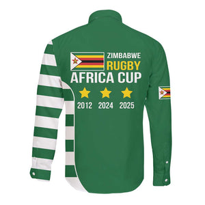 Zimbabwe Rugby History Champion Long Sleeve Button Shirt One For The History Sables - African Pride