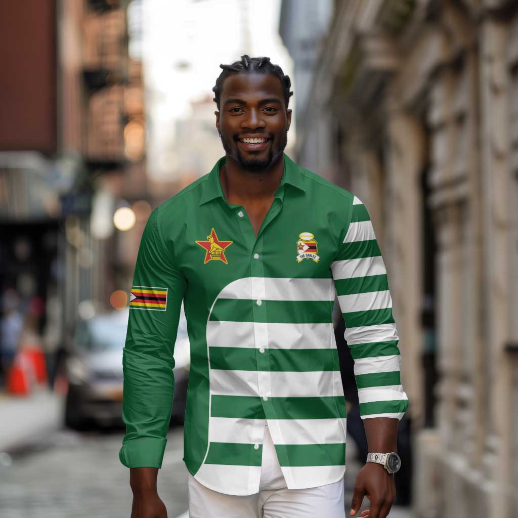 Zimbabwe Rugby History Champion Long Sleeve Button Shirt One For The History Sables - African Pride