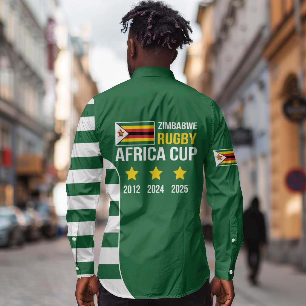 Zimbabwe Rugby History Champion Long Sleeve Button Shirt One For The History Sables - African Pride