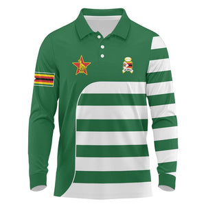 Zimbabwe Rugby History Champion Long Sleeve Polo Shirt One For The History Sables - African Pride