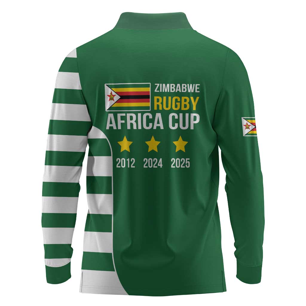 Zimbabwe Rugby History Champion Long Sleeve Polo Shirt One For The History Sables - African Pride