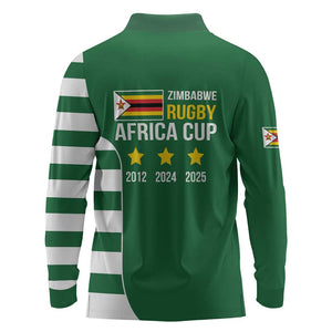 Zimbabwe Rugby History Champion Long Sleeve Polo Shirt One For The History Sables - African Pride