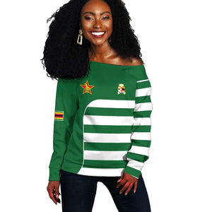 Zimbabwe Rugby History Champion Off Shoulder Sweater One For The History Sables - African Pride