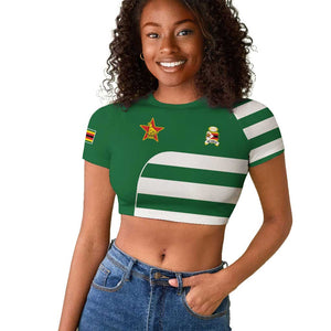 Zimbabwe Rugby History Champion Raglan Cropped T shirt One For The History Sables - African Pride