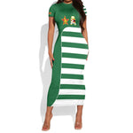 Zimbabwe Rugby History Champion Short Sleeve Bodycon Dress One For The History Sables - African Pride
