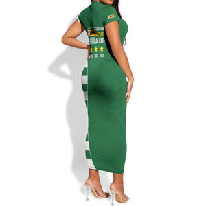 Zimbabwe Rugby History Champion Short Sleeve Bodycon Dress One For The History Sables - African Pride