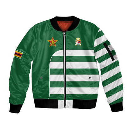 Zimbabwe Rugby History Champion Sleeve Zip Bomber Jacket One For The History Sables - African Pride