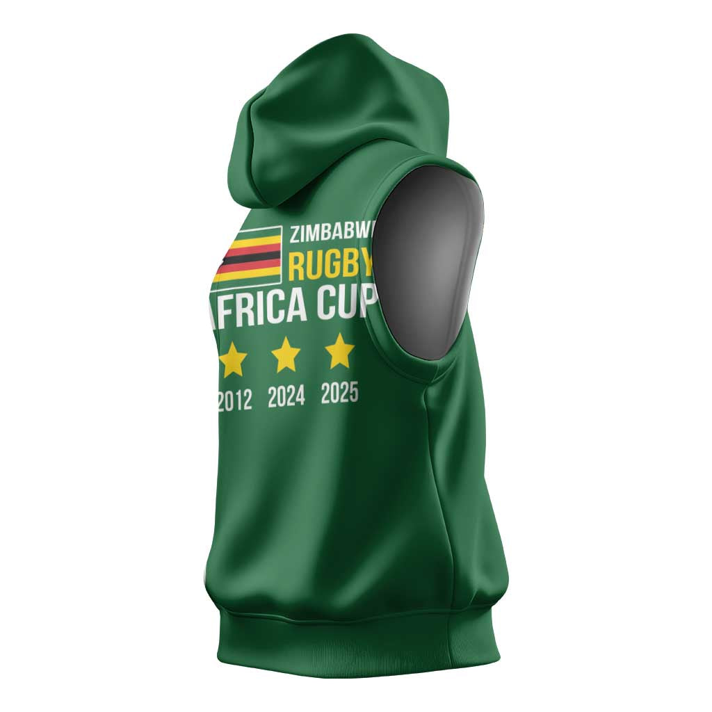 Zimbabwe Rugby History Champion Sleeveless Hoodie One For The History Sables - African Pride
