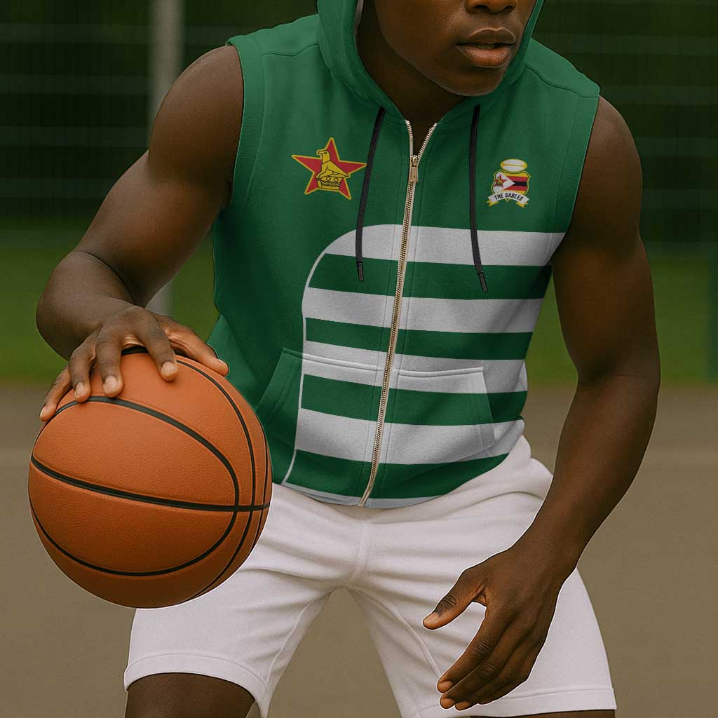 Zimbabwe Rugby History Champion Sleeveless Zip Hoodie One For The History Sables - African Pride