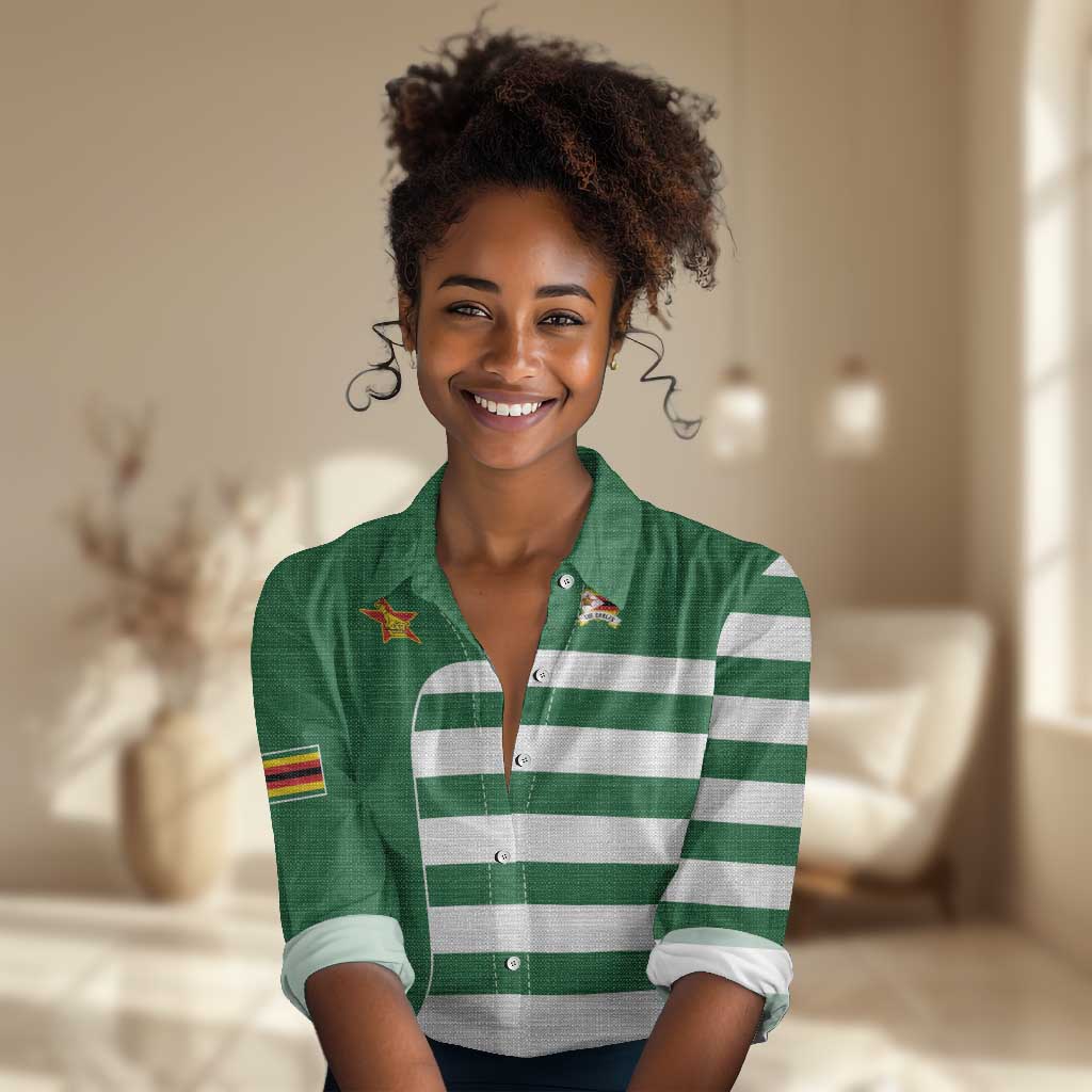 Zimbabwe Rugby History Champion Women Casual Shirt One For The History Sables - African Pride