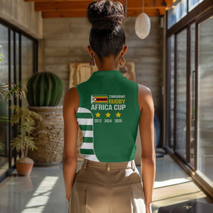 Zimbabwe Rugby History Champion Women Sleeveless Polo Shirt One For The History Sables - African Pride