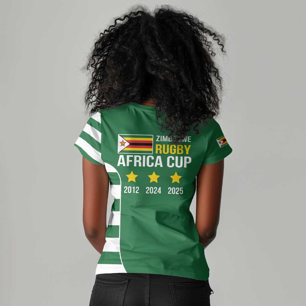 Zimbabwe Rugby History Champion Women V-Neck T-Shirt One For The History Sables - African Pride
