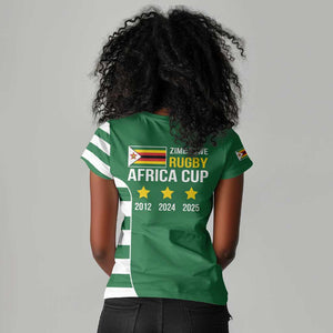 Zimbabwe Rugby History Champion Women V-Neck T-Shirt One For The History Sables - African Pride