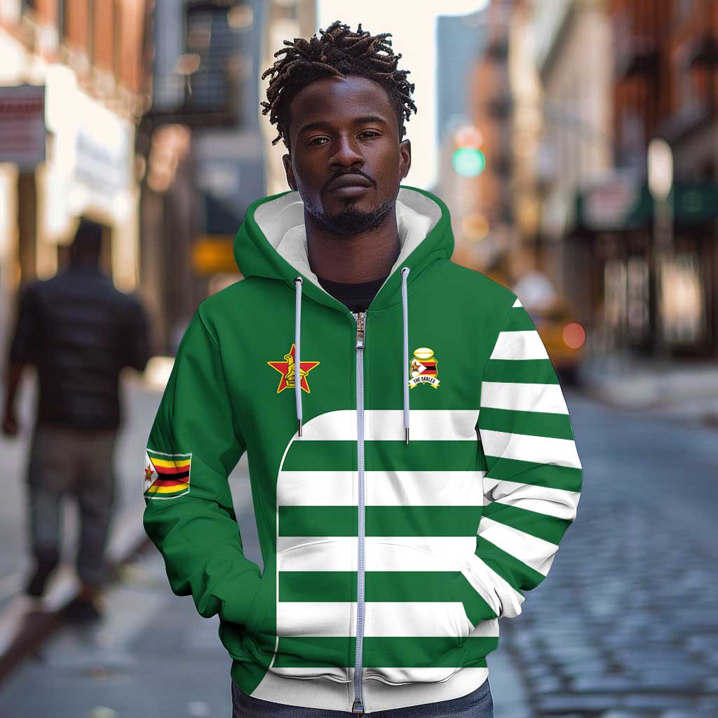 Zimbabwe Rugby History Champion Zip Hoodie One For The History Sables - African Pride