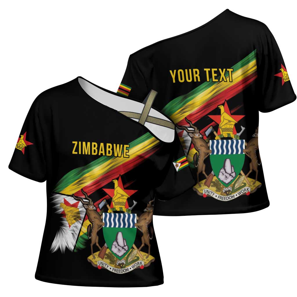 Personalized Zimbabwe Wings Flag Cross Shoulder Shirt Proudly Zimbabwean