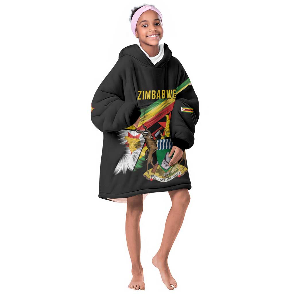 Zimbabwe Wings Flag Kid Wearable Blanket Hoodie Proudly Zimbabwean - African Pride