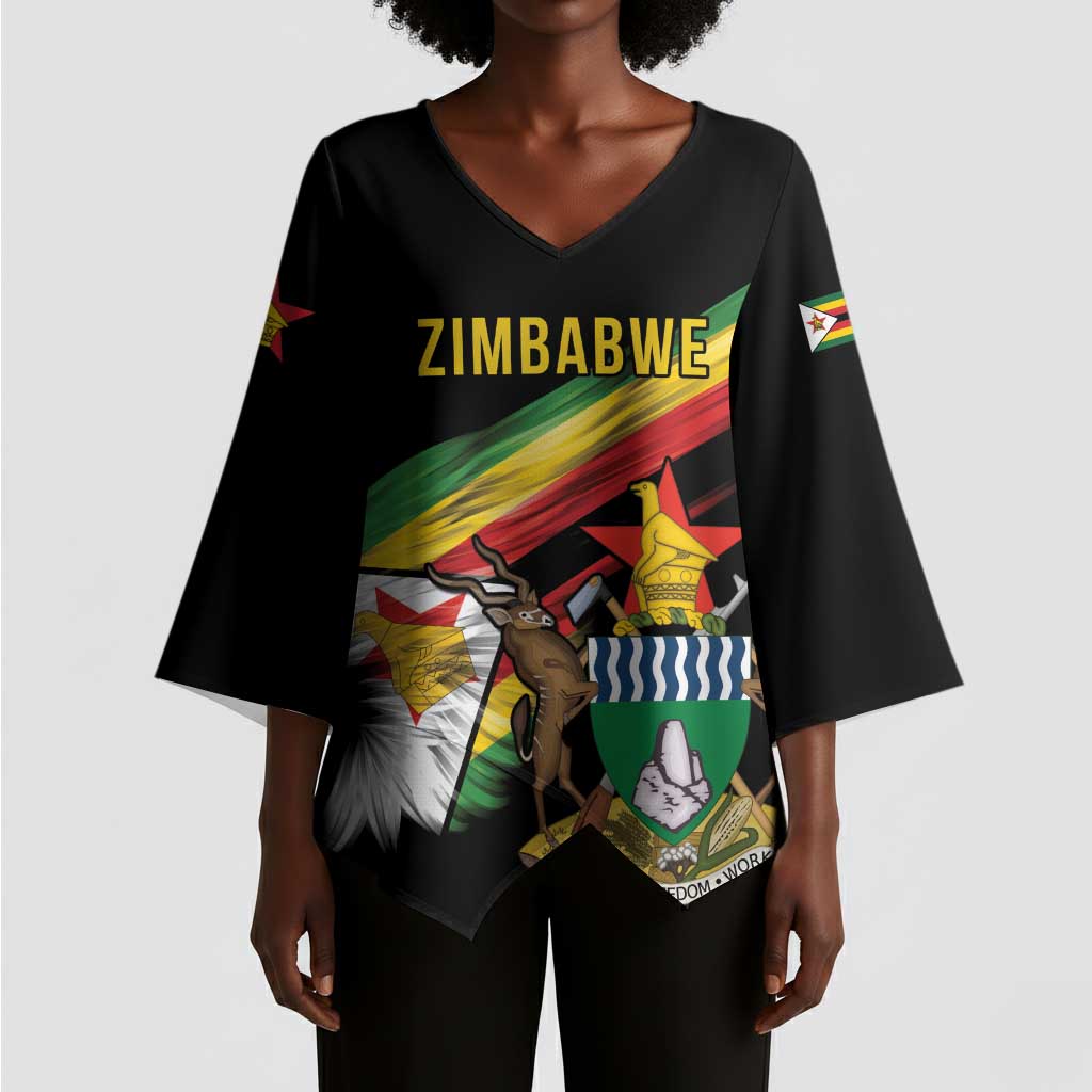 Personalized Zimbabwe Wings Flag Kimono Sleeve Blouse Proudly Zimbabwean