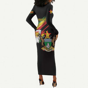 Zimbabwe Wings Flag Long Sleeve Bodycon Dress Proudly Zimbabwean - African Pride