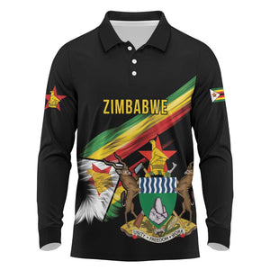 Zimbabwe Wings Flag Long Sleeve Polo Shirt Proudly Zimbabwean - African Pride
