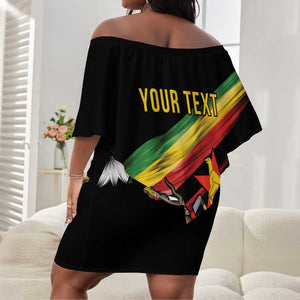 Zimbabwe Wings Flag Off Shoulder Short Dress Proudly Zimbabwean - African Pride
