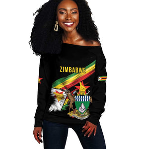 Zimbabwe Wings Flag Off Shoulder Sweater Proudly Zimbabwean - African Pride