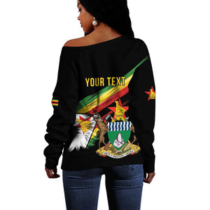 Zimbabwe Wings Flag Off Shoulder Sweater Proudly Zimbabwean - African Pride