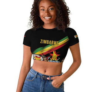 Zimbabwe Wings Flag Raglan Cropped T shirt Proudly Zimbabwean - African Pride