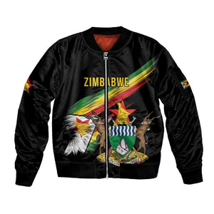 Zimbabwe Wings Flag Sleeve Zip Bomber Jacket Proudly Zimbabwean - African Pride