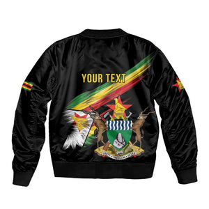 Zimbabwe Wings Flag Sleeve Zip Bomber Jacket Proudly Zimbabwean - African Pride
