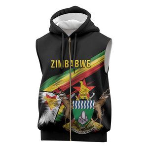 Zimbabwe Wings Flag Sleeveless Zip Hoodie Proudly Zimbabwean - African Pride