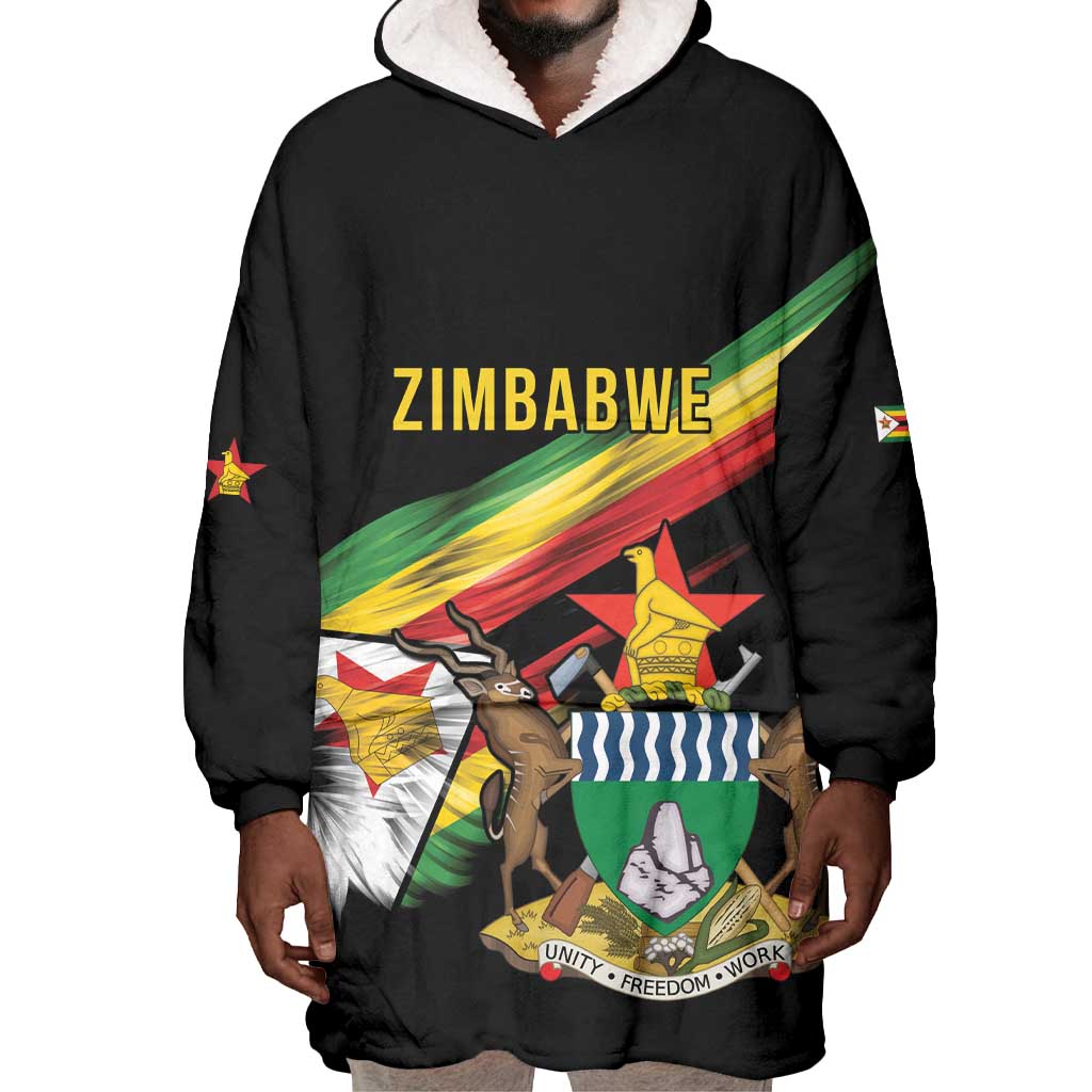 Zimbabwe Wings Flag Wearable Blanket Hoodie Proudly Zimbabwean - African Pride