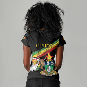 Zimbabwe Wings Flag Women V-Neck T-Shirt Proudly Zimbabwean - African Pride